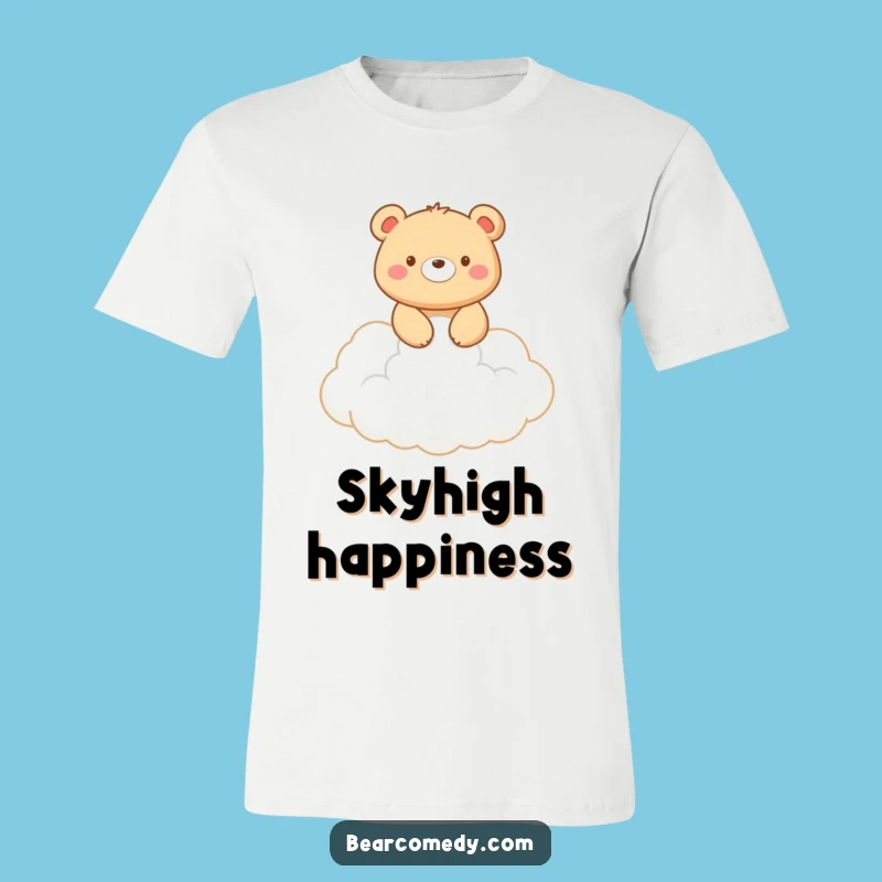 Funny Bear Cloud Rider T-Shirt: Smiling Bear Flies High, Fantastic Funny Gift!