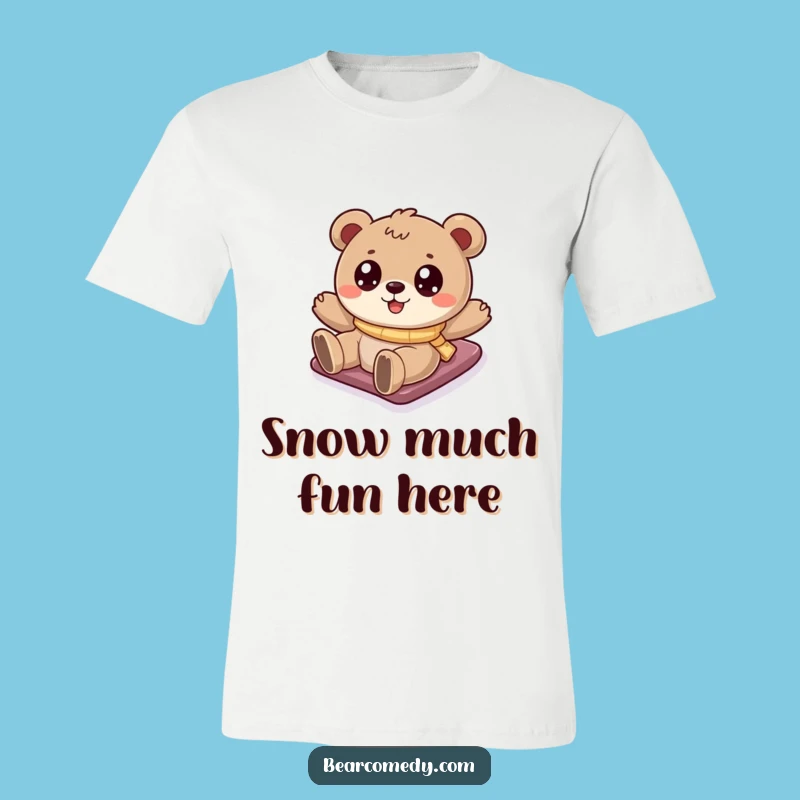 Winter Wonder: Funny Bear Sliding Down Hill T-Shirt for Fun
