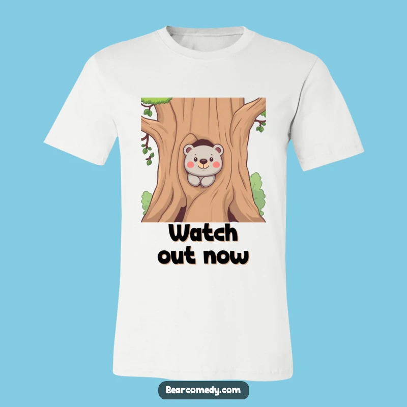 Funny Mischief Bear T-Shirt - Sneaky Peek Design for Comical Style!