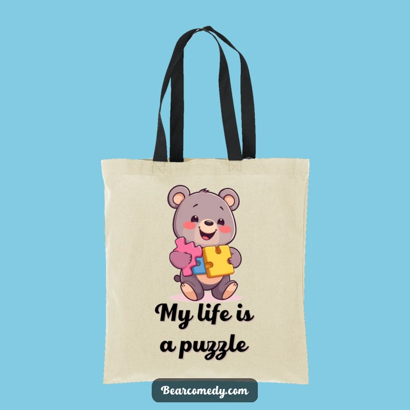 Carry Your Brilliance: Funny Bear Puzzle Pieces Tote Bag