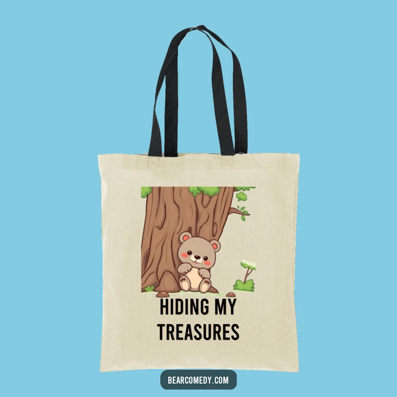 Carry Your Curiosity: Funny Bear Peeking Tote Bag