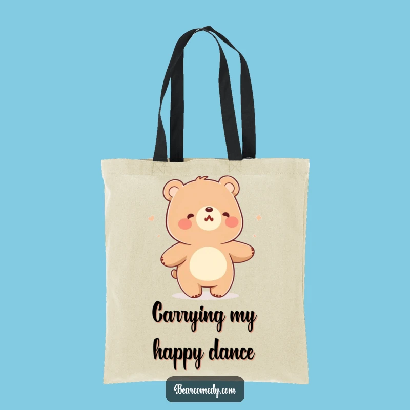 Funny Bear Tote Bag - Breeze Dance Design, Cheerful Hum, Carry Laughs