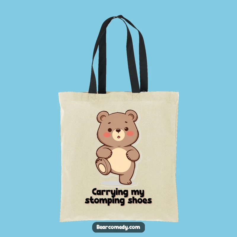 Eco-Friendly Funny Bear Stomp Tote Bag: Carry Your Laughs in Style