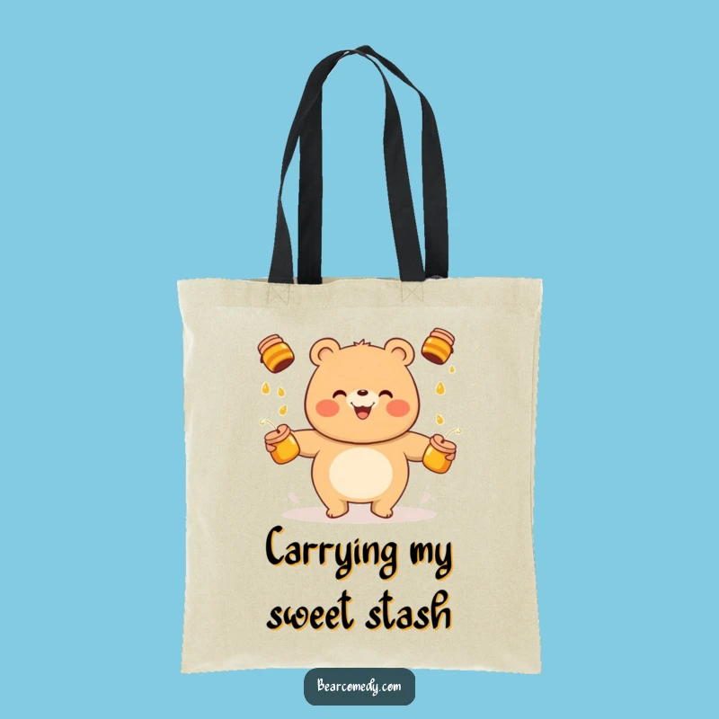 Carry Your Fun: Funny Bear Juggling Honey Pots Tote Bag