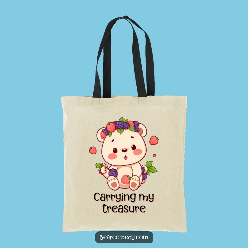 Funny Berry Crown Bear Tote Bag - Carry Your Sweetness with This Hilarious Accessory!