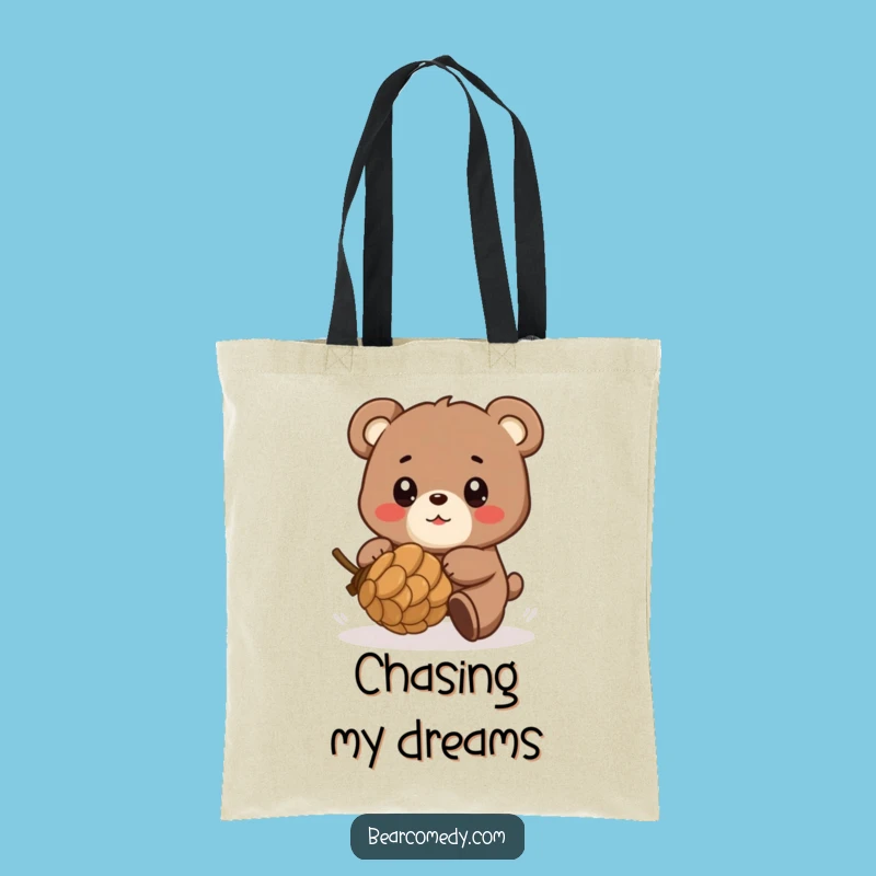 Funny Chasing Bear Tote Bag - Carry Your Playfulness with This Hilarious Accessory!