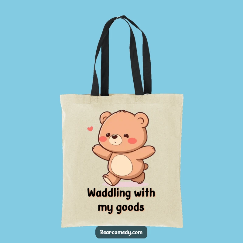 Cheerful Funny Delighted Bear Waddle Tote Bag: Carry Your Joy
