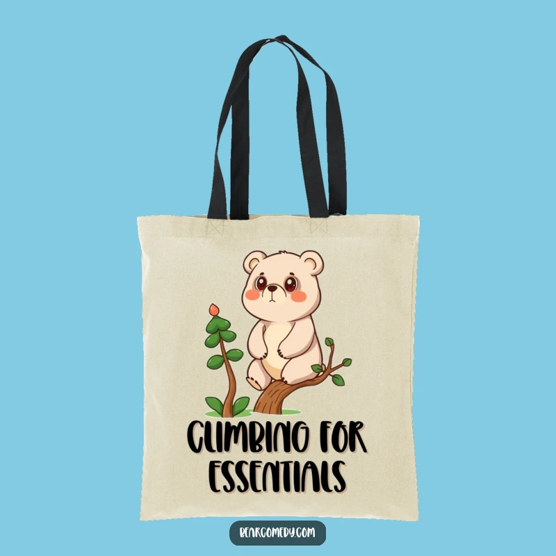 Strong Funny Determined Bear Climbing Tote Bag: Carry Your Ambitions