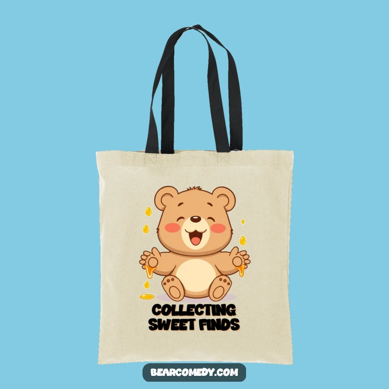 Funny Bear Catching Honey Tote Bag: Carry Your Essentials with Sweet Fun
