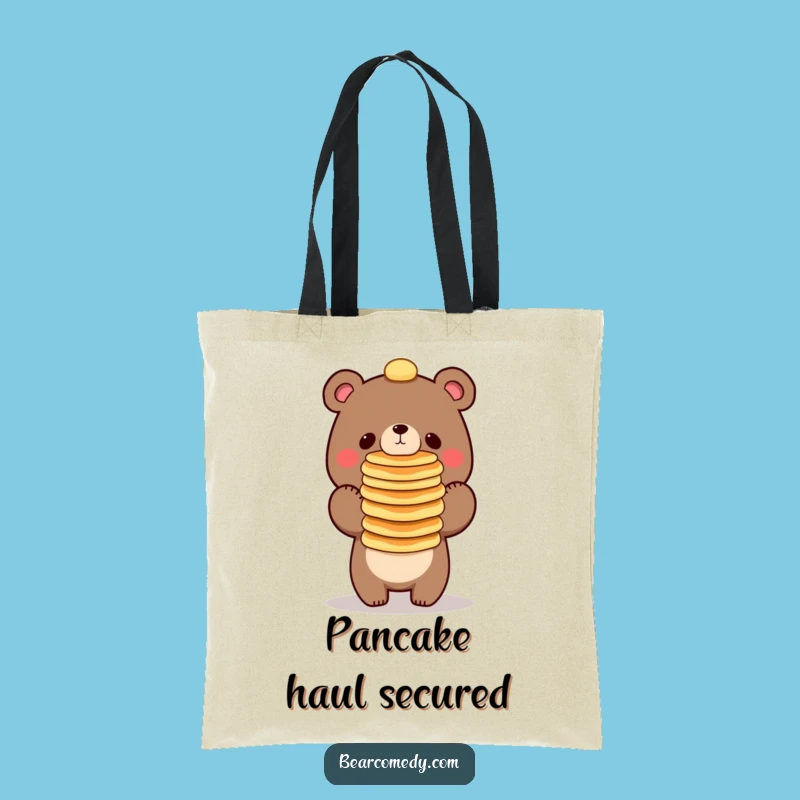 Funny Bear Balancing Pancakes Tote Bag - Carry Your Breakfast Fun