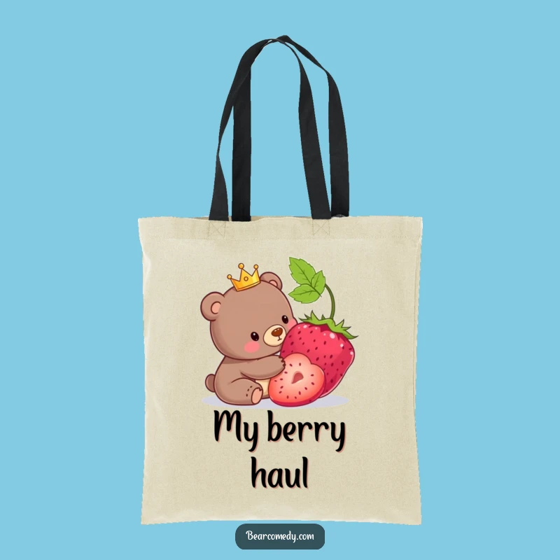 Funny Bear King Tote: Royal Berry Nudge Design, Practical Funny Gift Bag