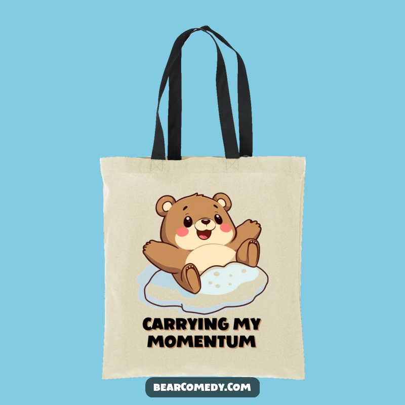 Funny Bear Sliding Tote Bag: Comical Carryall for Winter Errands