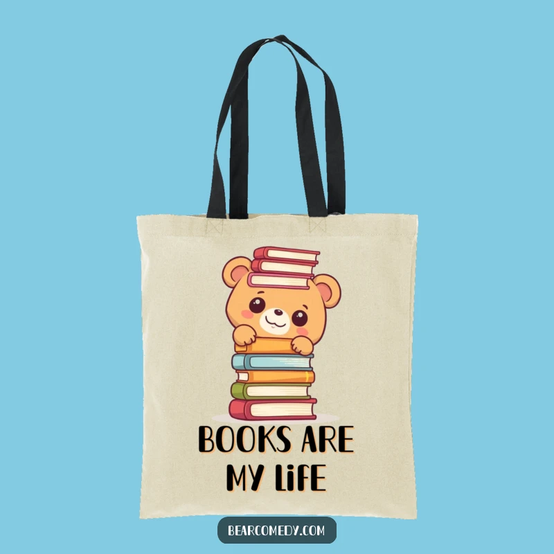 Funny Bookworm Bear Tote Bag: Carry Your Books with Hilarious Style