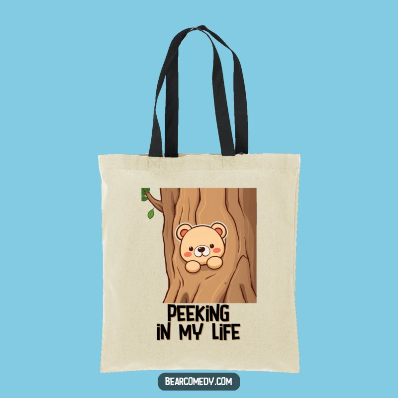 Funny Curious Bear Peeking Tote Bag - Carry Your Secrets with This Hilarious Accessory!