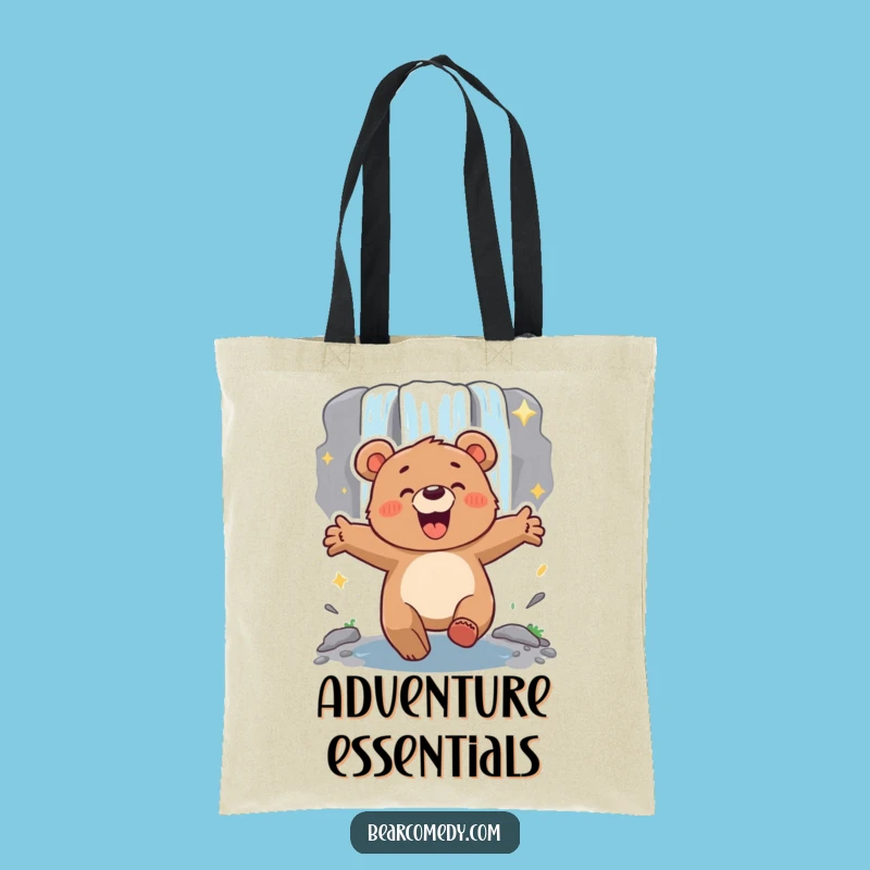 Funny Energetic Bear Waterfall Tote Bag - Carry Your Adventure
