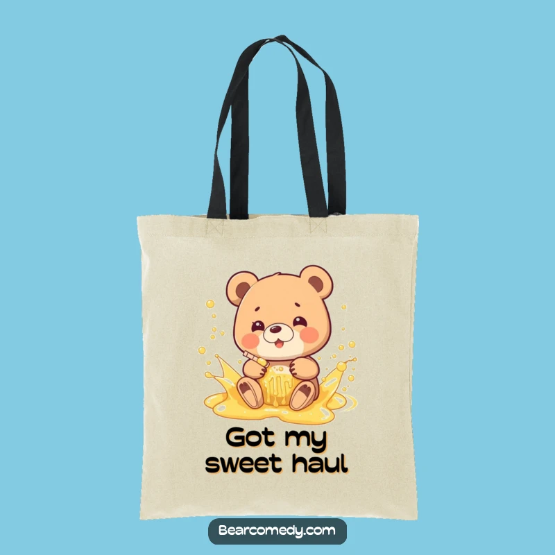 Funny Honey Bear Splash Tote Bag: Carry Sweetness and Smiles Gift
