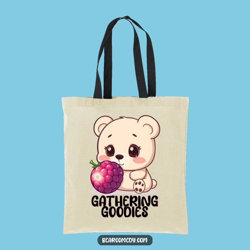 Funny Bear Berry Tote Bag: Curious Cartoon Carryall for Sweet Essentials